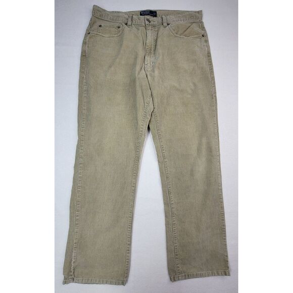VTG Polo Ralph Lauren Corduroy‎ Jeans Mens 35x30 Pants Beige - Picture 1 of 11